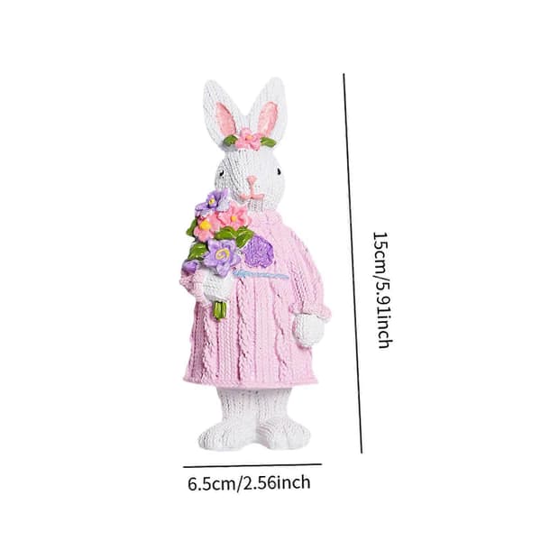 Påskhare Staty Harts Djurfigur för Bröllopsrum Hylla Vardagsrum Grön[D] Pink 6.5cmx6.5cmx15cm
