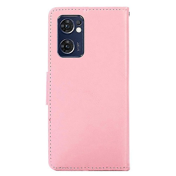 Magnetiskt stängande plånboksfodral i PU-läder för Oppo Find X5 Lite Smartphone Pink