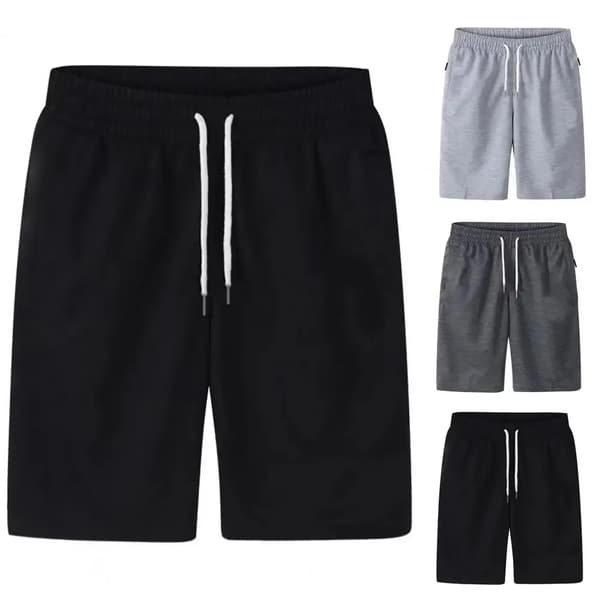 Cargo Shorts Elastisk Talje Tynde Løse Lomme Snøre Cargo Shorts Sort