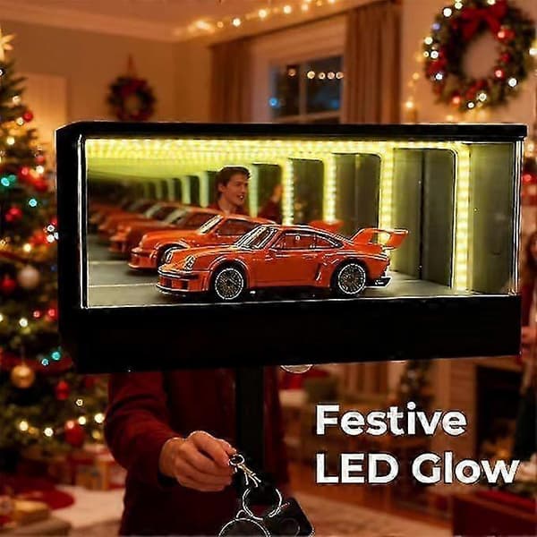 Infinity Garage Nyckelring, Väggmonterad Infinity Spegel LED-lampa Displayfodral Nyckelhållare, Julklappar för Bilentusiaster & Samlare[D] 1PC