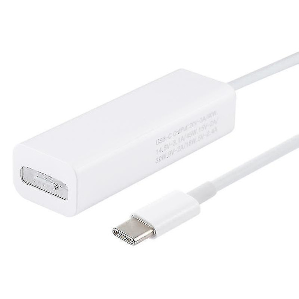 Anywatt 5-polet Magsafe 2 Magnetisk T-spids Hun til USB-C / Type-C Han Opladningsadapter Konverter til Macbook Pro (hvid)