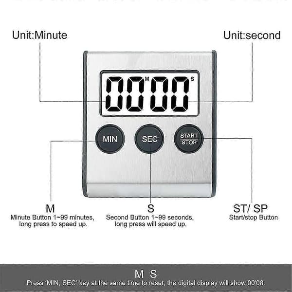 2 st Köksklocka Digital Timer Köksklocka Stoppur Digital Timer med Magnet Äggklocka Digital Köksklocka[D]