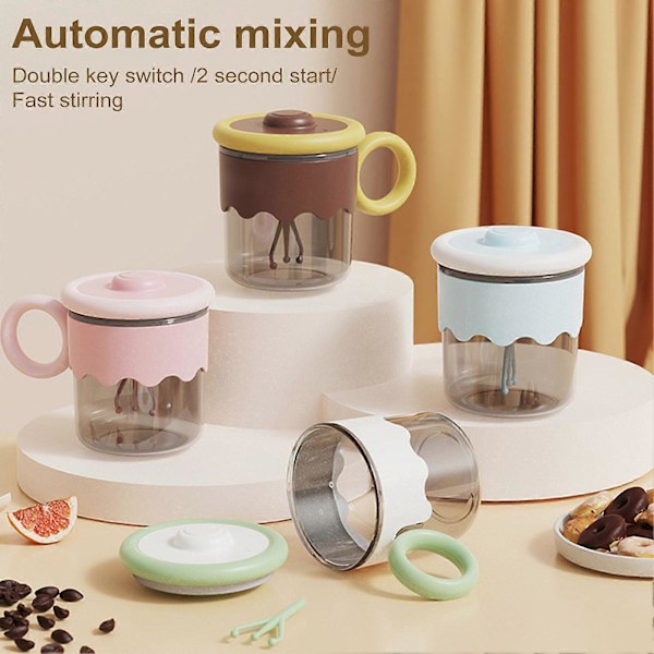 Selvrørende Kaffekopp Elektrisk Mikserkopp 400ml USB Oppladbar Automatisk Blandingsglass Tumbler med Lokk og Håndtak for Hjemmekontor Reise [D] Coffee