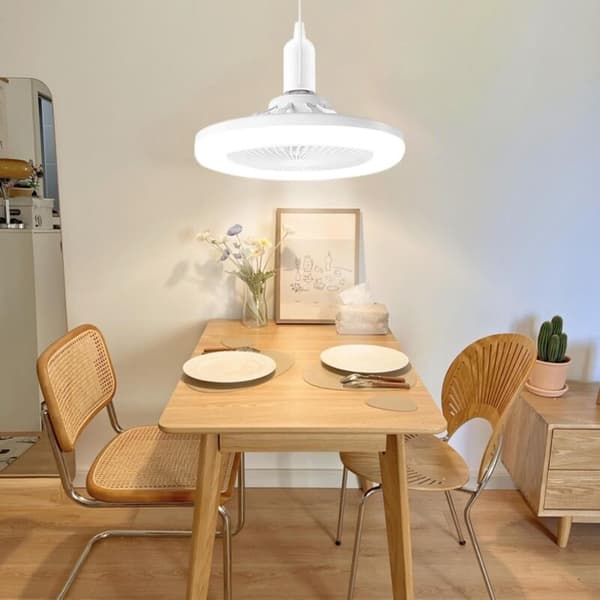 Lille loftventilator med lys, lukket loftventilator Blanc 0.8 kg