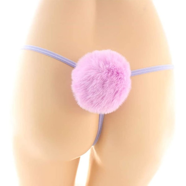 Kaise Sexiga stringtrosor för kvinnor Söt kaninsvans G-string Pälsboll Bikini T-rygg Cosplay Underkläder Party Kostymgåva[D] Purple
