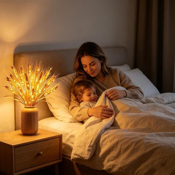 LED bordlampe, oplyst midtpunkt med høsttema | \"Gylden Høst\" lampe – til stuen (D)