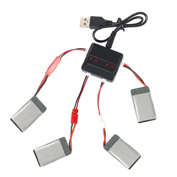 3.7v 500mah Lipo-batteri och 4-i-1 USB-laddare för Wltoys Wl Tech V911s RC-helikopter Reservdelar Tillbehör