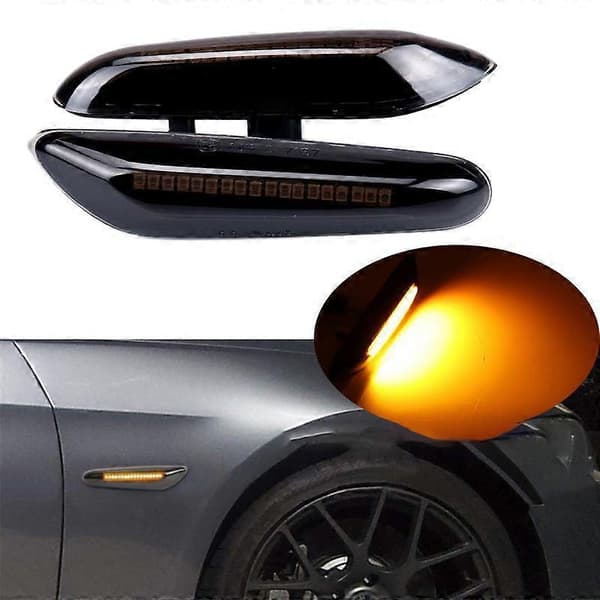 2 STK. Led Dynamisk Blinklys Side Markør Sekventiel Blinklygte til - E46 E36 E60 E61 E90 E9[D] Black
