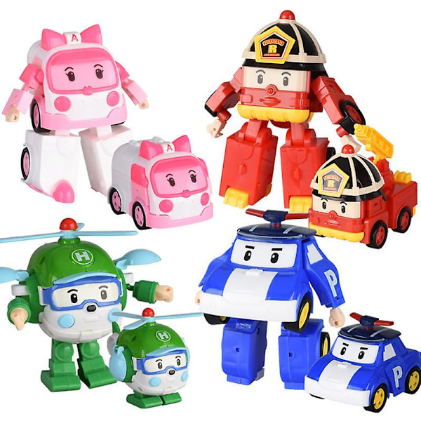 Koreansk Animasjon Tegneserie Robocar Poli Transformasjonsrobot Bil Leke Sett