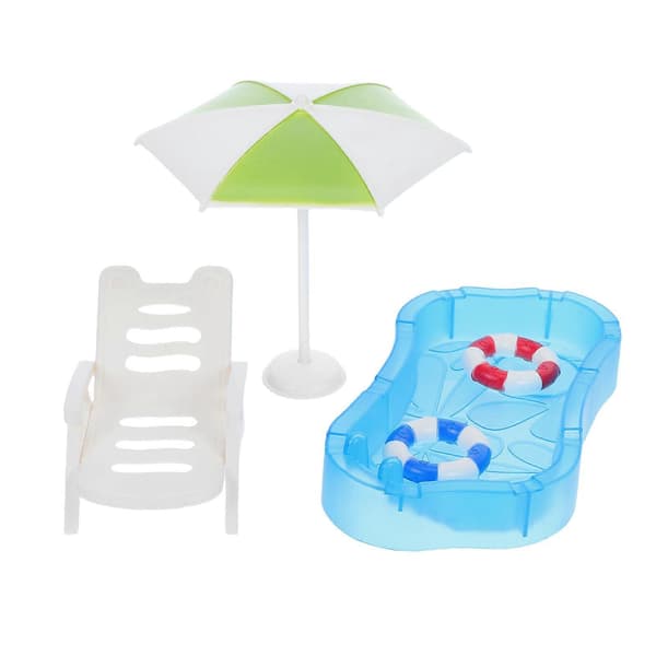 Wwawa Swimmingpool Mini Dukkehus Indretning til 1 Sæt Strandtilbehør[D]