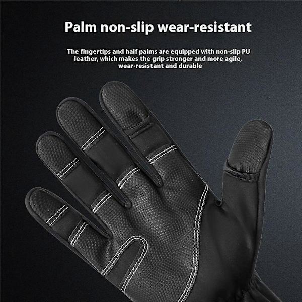 QX007 1 Pari Talvi Ulkoilu Lämpimät Käsineet Vedenpitävät Tuulenpitävät Käännettävät Sormenpäälliset Käsineet[D] Multicolor Grey XXL