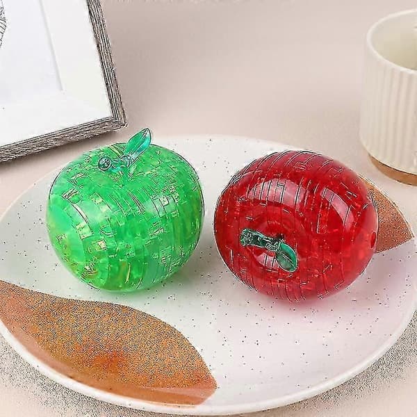 Kristalläpple Stereoskopisk 3d-pussel Spatialt Tänkande Belysning Montering Demontering Äpple. Julklapp[D] Red A1