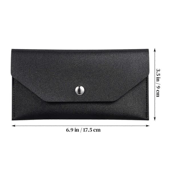 Kopplingsväska Plånbok Kuvert Kopplingsväska Mode PU Läder Lång Plånbok Koppling[D] Black 18x9CM