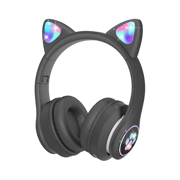 Barnhörlurar med Mikrofon RGB LED-ljus Bluetooth Trådlös Svart[D]