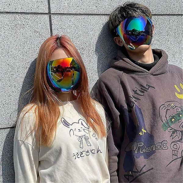 Solskydd UV-skydd Tonade sköldskydd Kvinnor Män Sport Full Face Solglasögon Spegel Futuristiska nyanser Glasögon Red