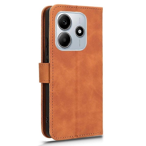 For Xiaomi Redmi Note 14 5G Lærveske Hudfølelse Anti-Fall Lommebok Flip Telefon Deksel - Grønn[D] Multicolor Brown