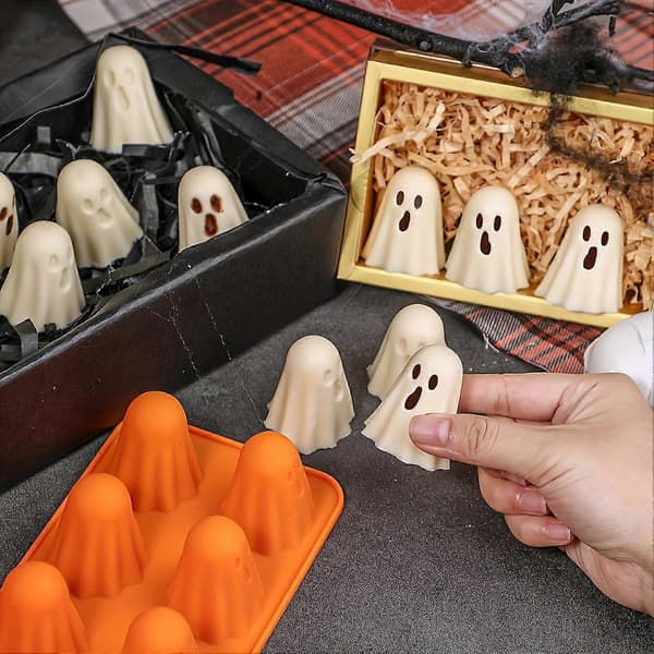 Genanvendelig fleksibel silikone bageform til Halloween til gør-det-selv gelé, slik, chokoladefremstilling i køkkenet (D)