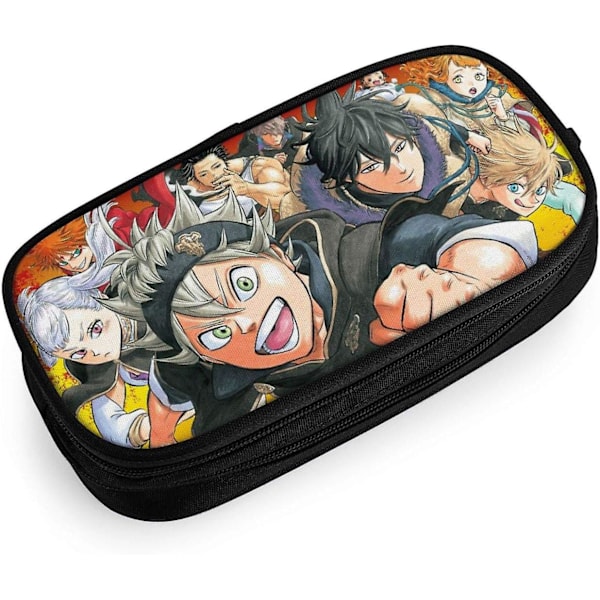 Black Clover Penal 3D Egendefinert Trykking Stor Kapasitet Dobbel Glidelås Penal For Kontor Skole Reise-Svart SAOE016781