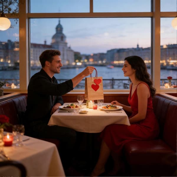 Romantiske gjenbrukbare poser med snorer, 10 stk. hjerteformede brune poser til Valentinsdag, bryllup, sammenkomst, fest (D)