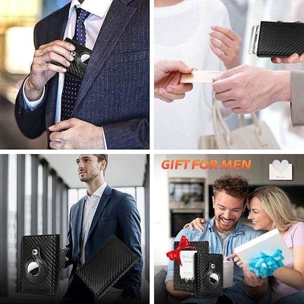 Kortpung til mænd med RFID-blokering og kulfibereffekt, sort[D]