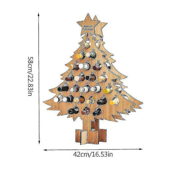 Träjulgran Öl- och Vinflaskhållare 24 Dagar Nedräkning Adventskalender Dekoration Vinställ För 24 Vinflaskor Festdekoration