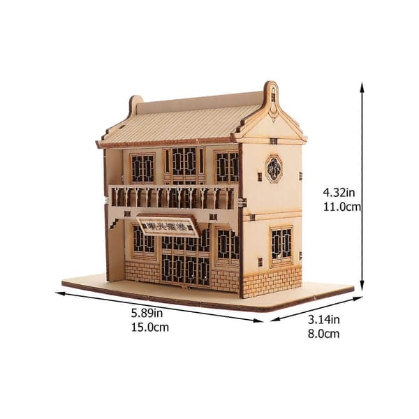Træmodel Samlesæt Legetøj til Børn 3D Puslespil Legetøj 3 Sæt DIY Model Kit[D] Light Brown 15X11cm