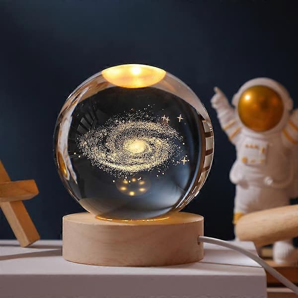 3D Galaxy Krystallkule Nattlys med Trebase [D] Style2
