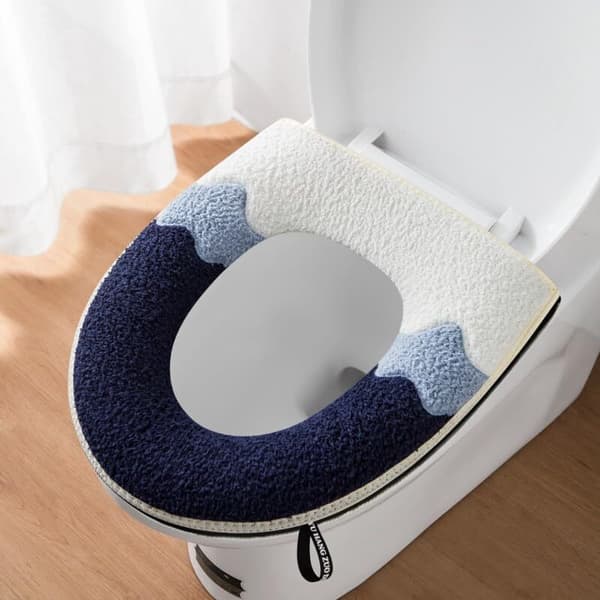 Toalettsitsöverdrag - 2-pack - Akrylfiber - Mjukt och varmt - För oval sits - Grå Multicouleur