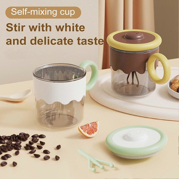 Selvrørende Kaffekopp Elektrisk Mikserkopp 400ml USB Oppladbar Automatisk Blandingsglass Tumbler med Lokk og Håndtak for Hjemmekontor Reise [D] Coffee