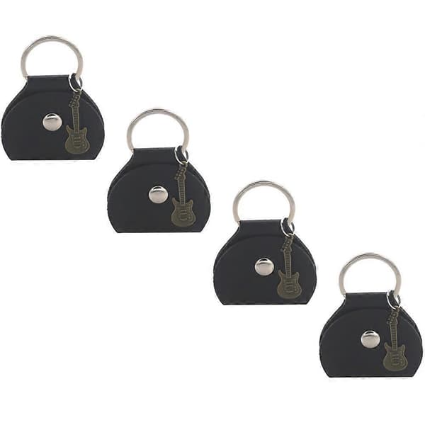 Plektrumhållare Nyckelring för Gitarrister Rektangulär Svart Metall 4st[D] Black 5.5x7x0.8cm