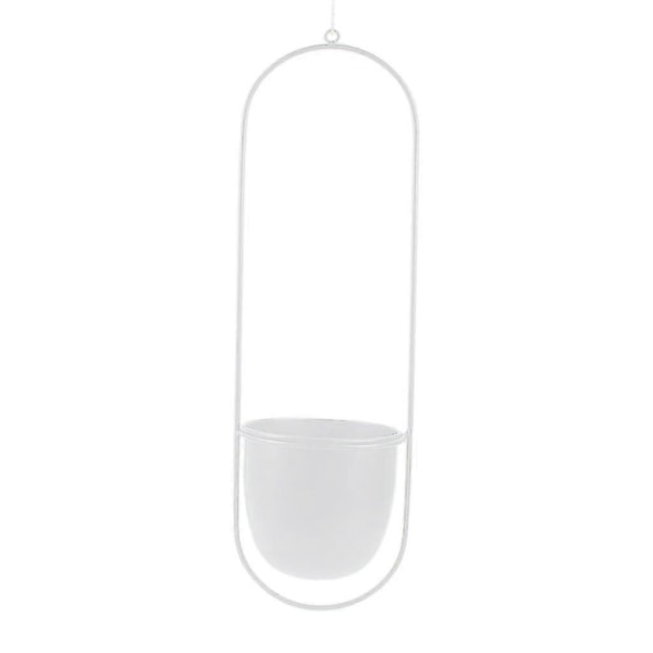 Nordisk Vägg Modern Stil Metall Växt Hängare Minimalistisk Plantering Mid Century Blomkruka för inomhus och utomhus (Rund Form)[D] White