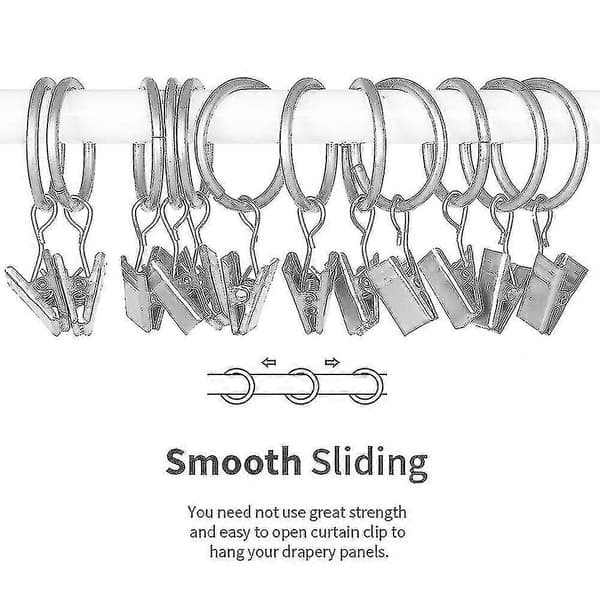 30 stk. gardinringer med klips, rustsikre metallgardinringer, 28 mm [D]