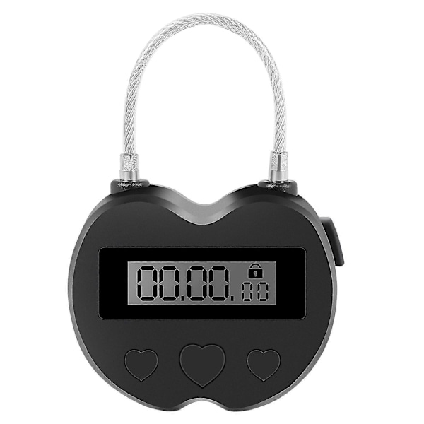 Smart Tidslås LCD-Skjerm Tidslås Multifunksjon Reise Elektronisk Timer, Vanntett USB Opplad[D] black