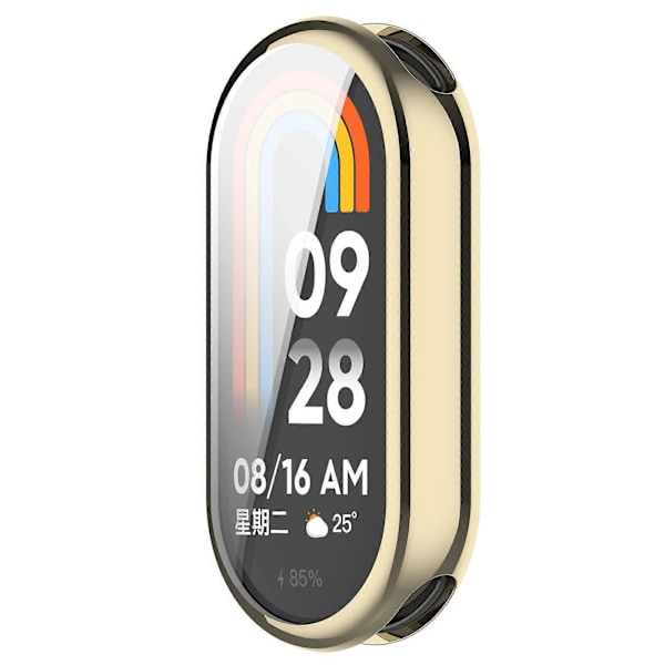 For Xiaomi Smart Band 8/Mi Band 9/9 NFC Elektroplettert Full Beskyttelsesdeksel TPU Klokkeramme Etui[D] Gold