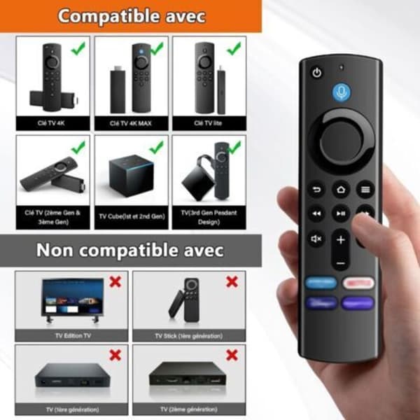 3. generasjons erstatningsstemmefjernkontroll, smart-TV-erstatningsfjernkontroll med stemmefunksjon, egnet for 2. og 3. generasjon og 4K og Lite Sma (D)