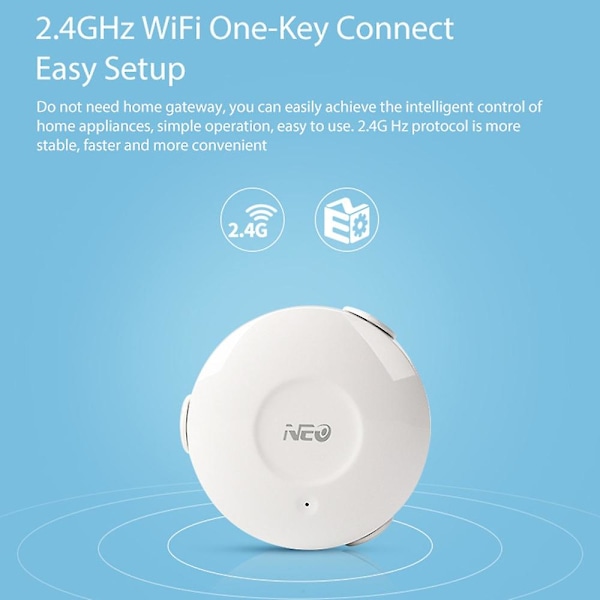 NEO NAS-WS02W WiFi Smart Vattenläckagesensor Trådlös Översvämningssensor Fungerar för Tuya Smart IFTTT