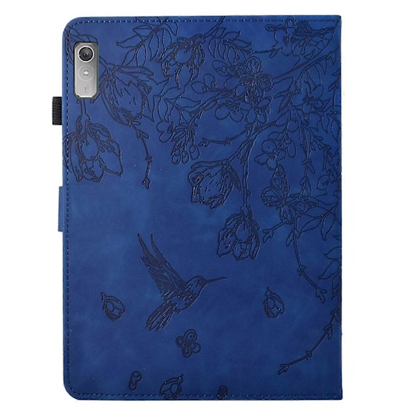 Embosset lærveske for Lenovo Tab M9 Dark Blue