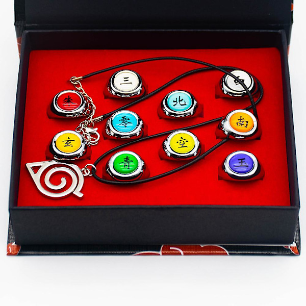 Set med 10 st Anime Naruto Sharingan Ringar Action Figure Cosplay Multicolor 10 Pcs
