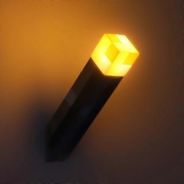 Minecraft LED Fakkel, 28 cm USB Natlampe, Officiel Brownstone Fakkel Lampe til Børneværelse og Gamere