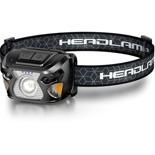 Oppladbar LED-hodelykt, ultralys sensor med 3 lysmoduser, rød LED-hode med hvit lommelykt (D)