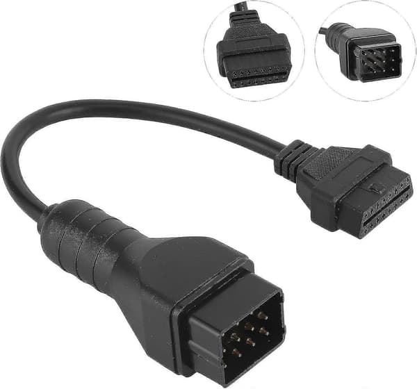 Bil Diagnosekabel 12 Pin til 16 Pin OBD2 Koblingsadapter Forlengelse Biltilbehør for Renault[D]