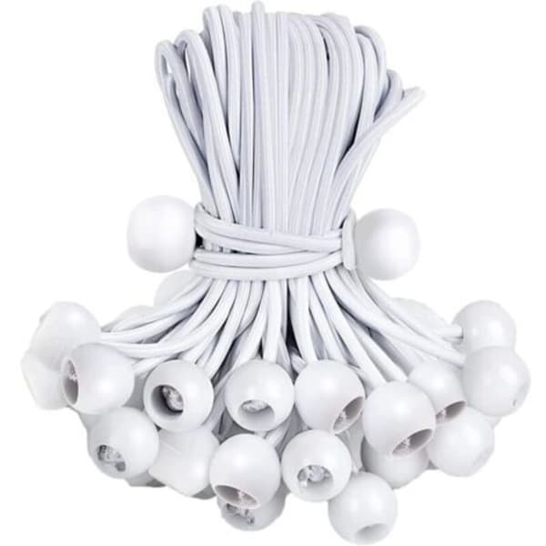 Pakke med 30 elastiske kuglebungee-snore, elastiske bungee-snore med kugle, elastisk snor til presenninger, telte, plakater, camping, gummibånd (D)