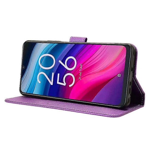 Etui for TCL 505 T509K T5094 med diamantmønster i PU-lær, kortspor og stativ Purple