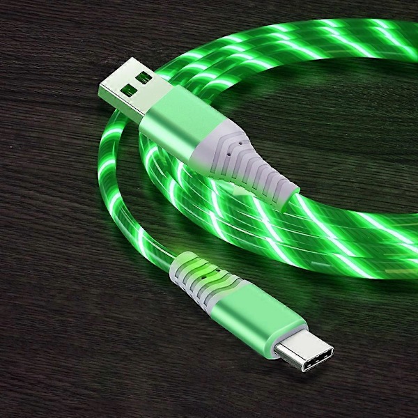 1m Hehkuva 3A Nopea Lataus Type-C Nopea Virtaava Streamer Valo LED Tiedonsiirto USB