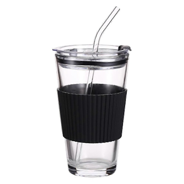 450 ml kaffekopp, mjölkkopp, tekopp, glas, kopp med sugrör, kopp med lock, dryckeskopp med mugghållare[D] black