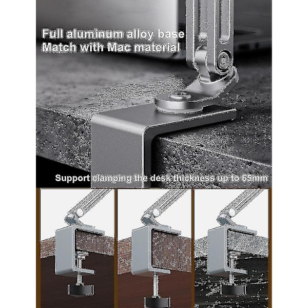 Magnetisk iPad-ställ med lång arm, justerbar tablethållare för iPad Pro 12,9 / 11 tum, aluminiumklämma för skrivbord