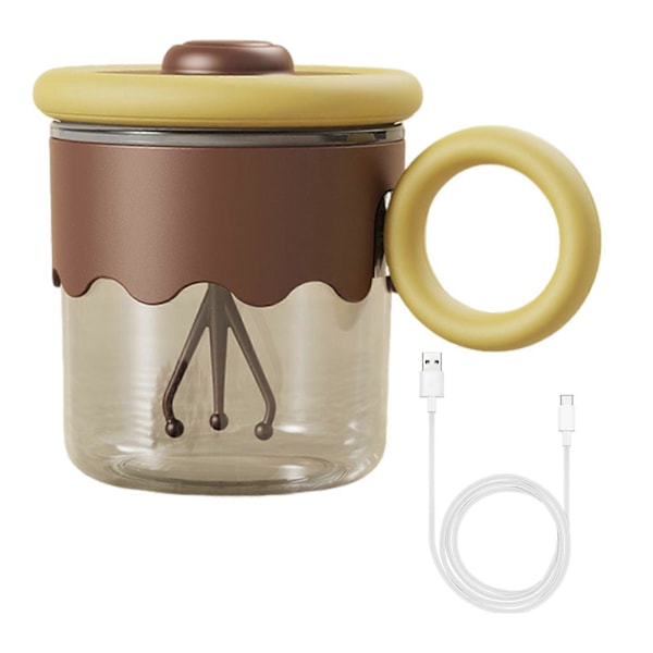 Selvrørende Kaffekopp Elektrisk Mikserkopp 400ml USB Oppladbar Automatisk Blandingsglass Tumbler med Lokk og Håndtak for Hjemmekontor Reise [D] Coffee