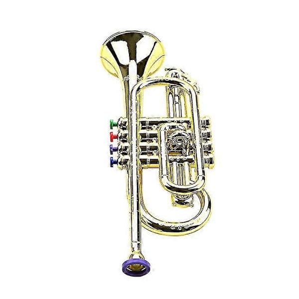 Trumpet Leksak för Barn Utbildningsinstrument Abs Guld Trumpet Med 4 Färgade Kompatibel Med Barn Gold