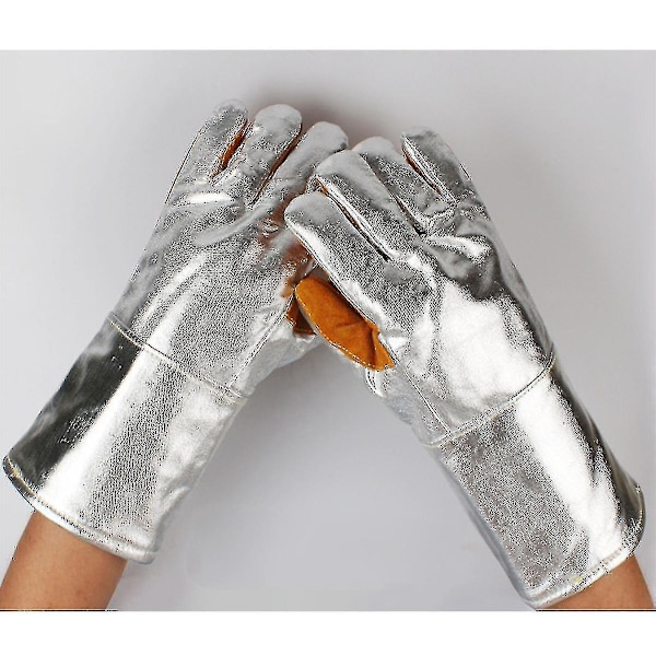 Högtemperaturbeständiga handskar 1000 grader brandsäkra antiskalderande värmeisolering smält aluminiumfolie femfingrar ugn mikrovågsugn