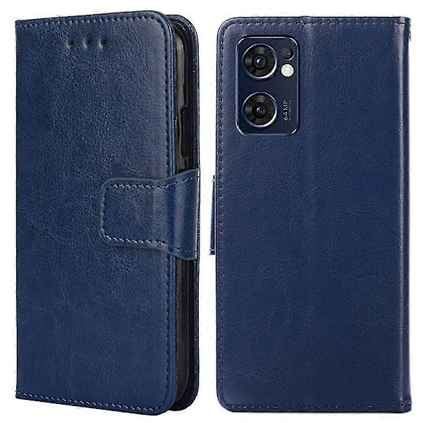 Magnetiskt stängande plånboksfodral i PU-läder för Oppo Find X5 Lite Smartphone Dark Blue
